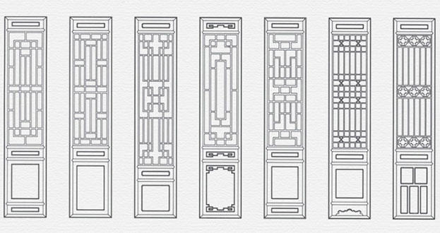 城子河常用中式仿古花窗图案隔断设计图